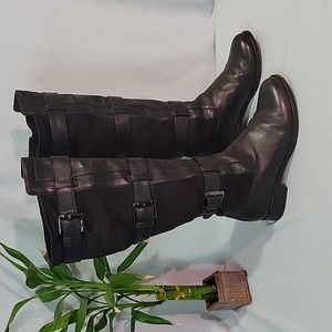 Black Knee Boots w/Silver Buckles